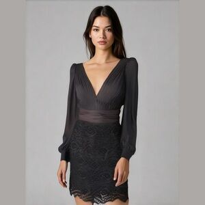 Sherri Hill Beaded V-Neck Dress with Pleat Detail - No Size Tag!